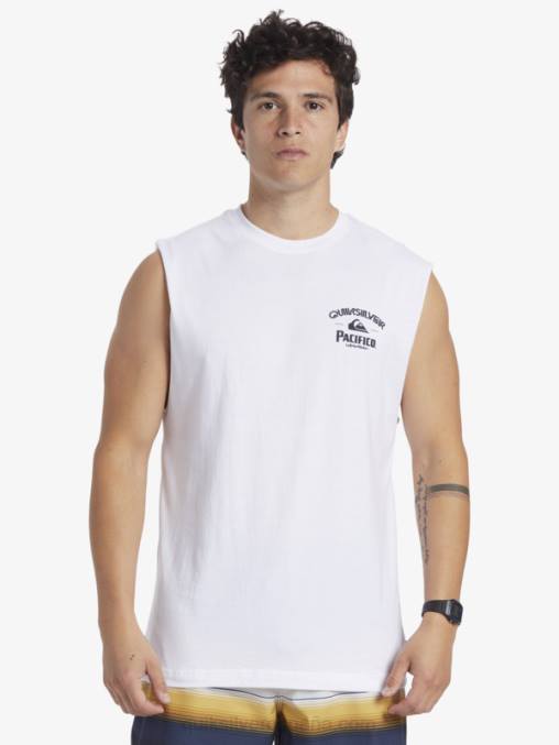 blanco tanque de tiro directo D6T4D3 hombres Quiksilver x Pacifico