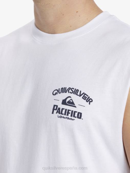 blanco tanque de tiro directo D6T4D3 hombres Quiksilver x Pacifico