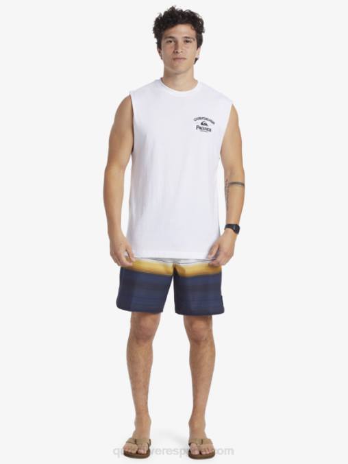 blanco tanque de tiro directo D6T4D3 hombres Quiksilver x Pacifico