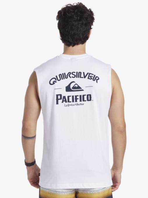 blanco tanque de tiro directo D6T4D3 hombres Quiksilver x Pacifico