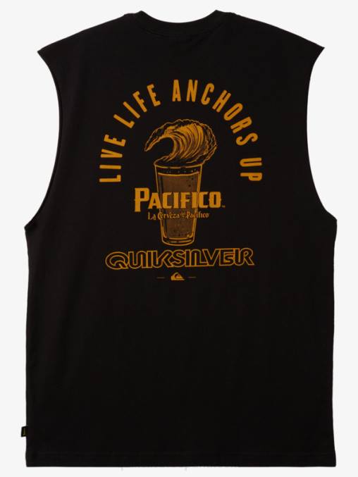 negro tanque de tiro directo D6T4D4 hombres Quiksilver x Pacifico