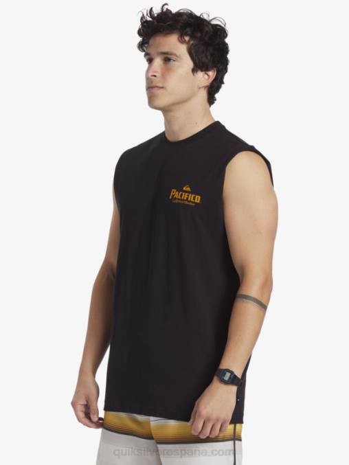 negro tanque de tiro directo D6T4D4 hombres Quiksilver x Pacifico