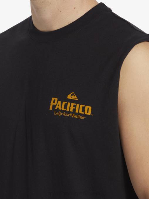 negro tanque de tiro directo D6T4D4 hombres Quiksilver x Pacifico