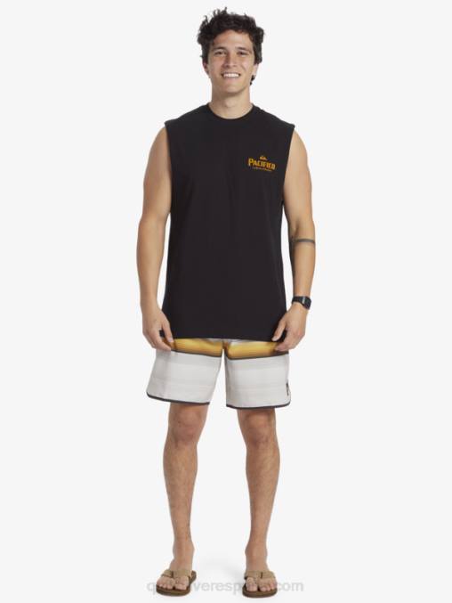 negro tanque de tiro directo D6T4D4 hombres Quiksilver x Pacifico
