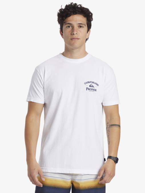 blanco camiseta de tirador directo D6T4D7 hombres Quiksilver x Pacifico