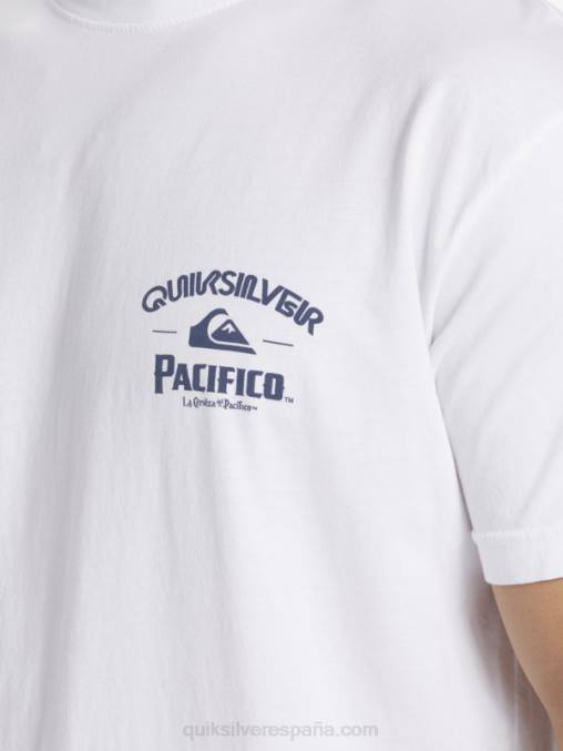 blanco camiseta de tirador directo D6T4D7 hombres Quiksilver x Pacifico