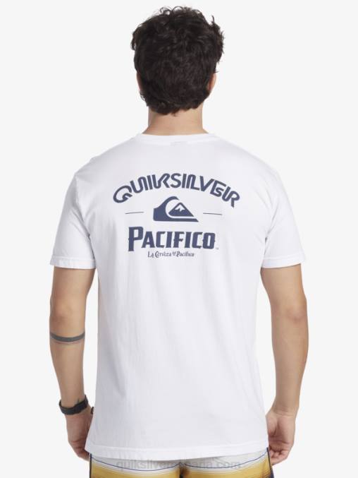 blanco camiseta de tirador directo D6T4D7 hombres Quiksilver x Pacifico