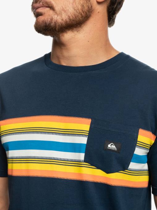 chaqueta azul marino camiseta surfadelica rayas bolsillo D6T4D1064 hombres Quiksilver