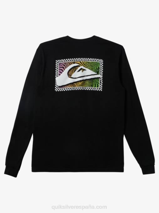 negro camiseta de manga larga con estampado degradado D6T4D435 hombres Quiksilver