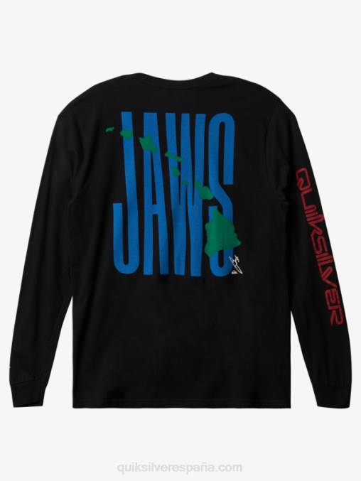 negro camiseta mandíbulas gran ola desafío ls D6T4D1426 hombres Quiksilver