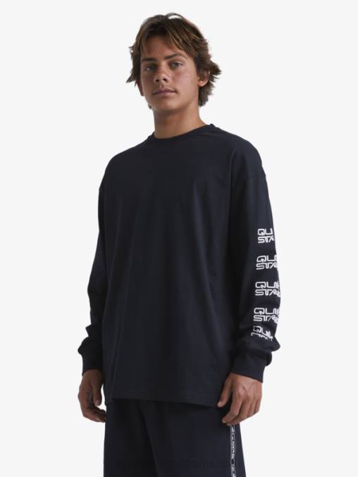 negro camiseta orgánica de manga larga D6T4D1845 hombres Quiksilver x Stab