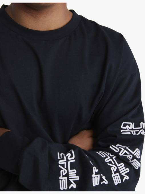 negro camiseta orgánica de manga larga D6T4D1845 hombres Quiksilver x Stab