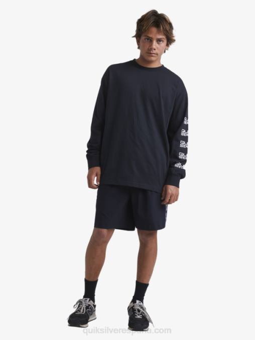 negro camiseta orgánica de manga larga D6T4D1845 hombres Quiksilver x Stab