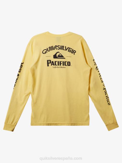 oro camiseta de manga larga tirador recto D6T4D5 hombres Quiksilver x Pacifico
