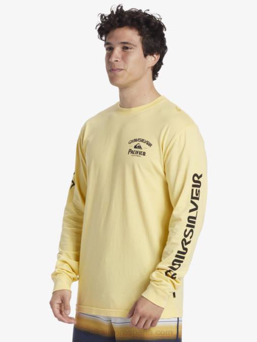 oro camiseta de manga larga tirador recto D6T4D5 hombres Quiksilver x Pacifico