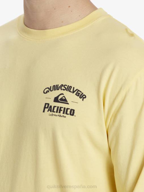 oro camiseta de manga larga tirador recto D6T4D5 hombres Quiksilver x Pacifico