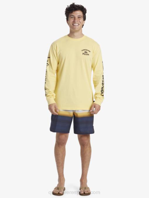 oro camiseta de manga larga tirador recto D6T4D5 hombres Quiksilver x Pacifico