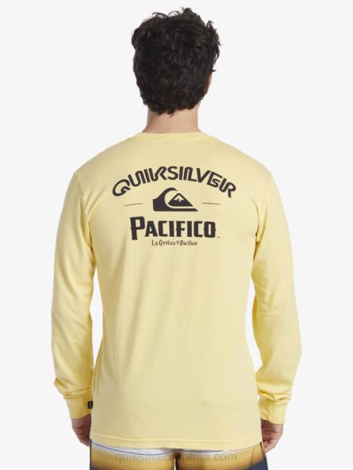 oro camiseta de manga larga tirador recto D6T4D5 hombres Quiksilver x Pacifico