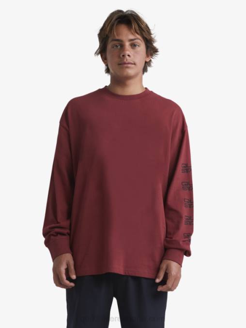 vino rubí camiseta orgánica de manga larga D6T4D1844 hombres Quiksilver x Stab