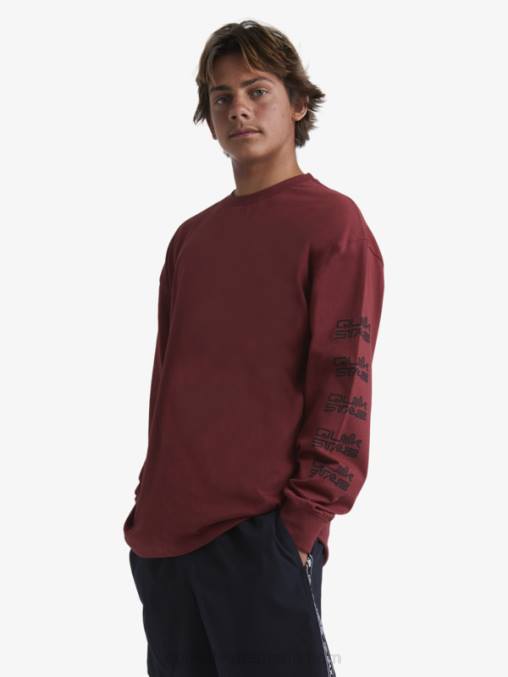 vino rubí camiseta orgánica de manga larga D6T4D1844 hombres Quiksilver x Stab