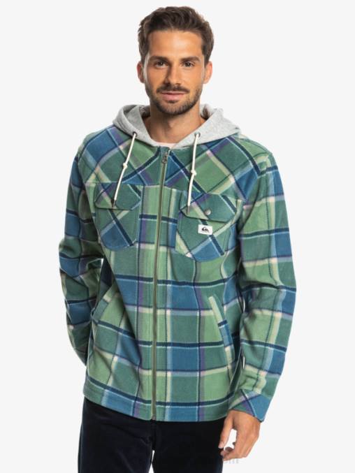 cuadros de franela azul provenzal chamarra polar con cremallera y capucha super swell D6T4D1473 hombres Quiksilver