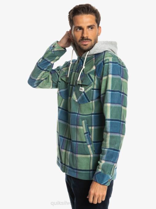 cuadros de franela azul provenzal chamarra polar con cremallera y capucha super swell D6T4D1473 hombres Quiksilver