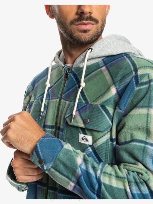 cuadros de franela azul provenzal chamarra polar con cremallera y capucha super swell D6T4D1473 hombres Quiksilver