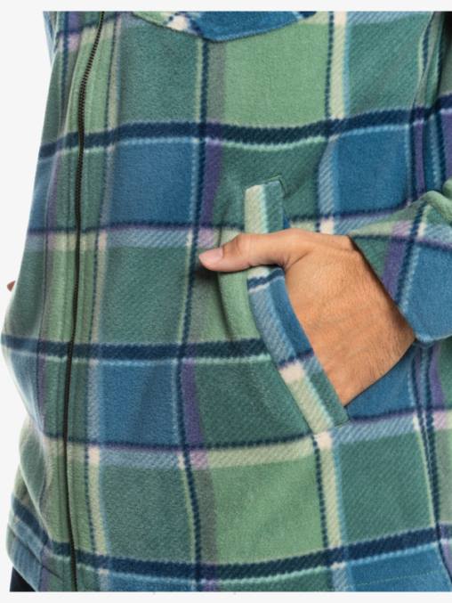 cuadros de franela azul provenzal chamarra polar con cremallera y capucha super swell D6T4D1473 hombres Quiksilver