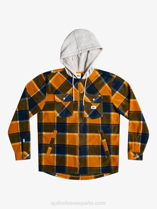 cuadros de franela marrón buck chamarra polar con cremallera y capucha super swell D6T4D1474 hombres Quiksilver