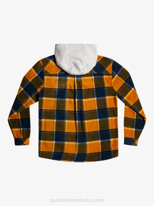 cuadros de franela marrón buck chamarra polar con cremallera y capucha super swell D6T4D1474 hombres Quiksilver