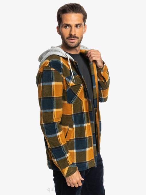 cuadros de franela marrón buck chamarra polar con cremallera y capucha super swell D6T4D1474 hombres Quiksilver