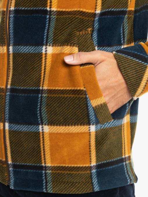 cuadros de franela marrón buck chamarra polar con cremallera y capucha super swell D6T4D1474 hombres Quiksilver