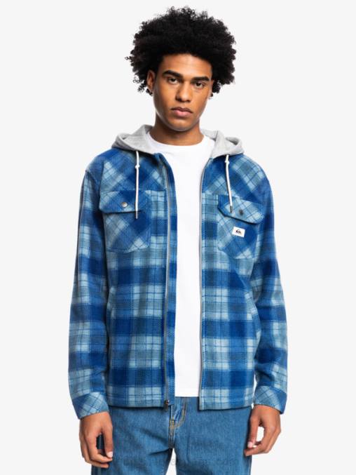 super plaid azul sodalita chamarra polar con cremallera y capucha super swell D6T4D1475 hombres Quiksilver