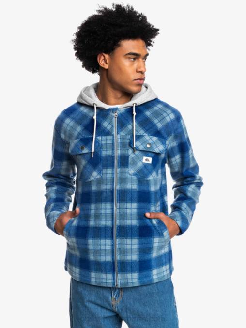super plaid azul sodalita chamarra polar con cremallera y capucha super swell D6T4D1475 hombres Quiksilver