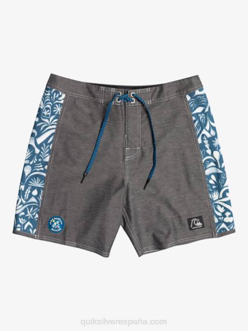 javier mendizábal - negro shorts de playa de lona en blanco con arco original de hempstretch 18 D6T4D1823 hombres Quiksilver