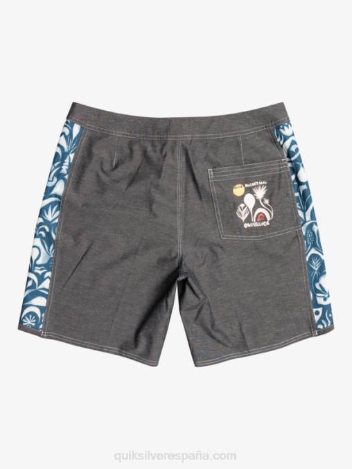 javier mendizábal - negro shorts de playa de lona en blanco con arco original de hempstretch 18 D6T4D1823 hombres Quiksilver