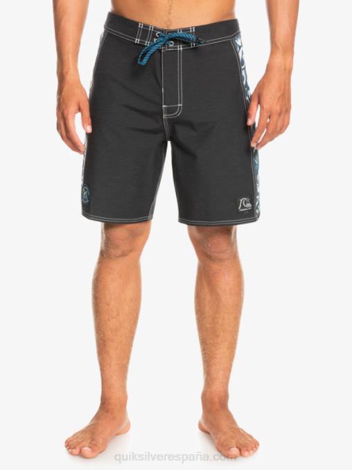 javier mendizábal - negro shorts de playa de lona en blanco con arco original de hempstretch 18 D6T4D1823 hombres Quiksilver