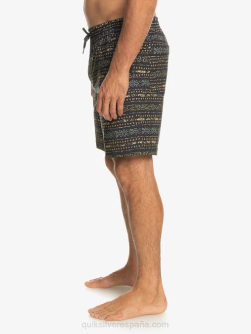 negro shorts de playa con estampado de anfibios taxer 18 D6T4D102 hombres Quiksilver