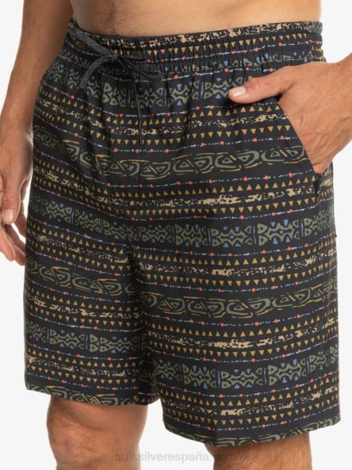 negro shorts de playa con estampado de anfibios taxer 18 D6T4D102 hombres Quiksilver
