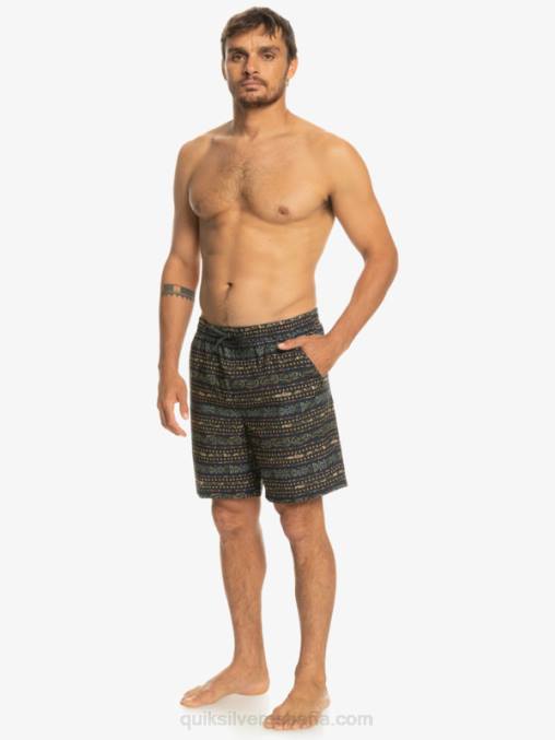 negro shorts de playa con estampado de anfibios taxer 18 D6T4D102 hombres Quiksilver