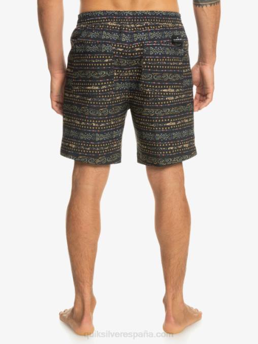 negro shorts de playa con estampado de anfibios taxer 18 D6T4D102 hombres Quiksilver