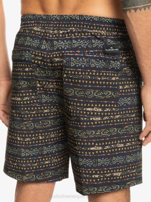 negro shorts de playa con estampado de anfibios taxer 18 D6T4D102 hombres Quiksilver