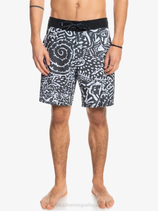 negro shorts de playa de cáñamo elástico 69 18 D6T4D1814 hombres Quiksilver