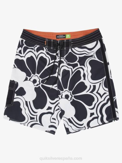 retroceso negro shorts de playa con estampado retro waterman 19 D6T4D1436 hombres Quiksilver