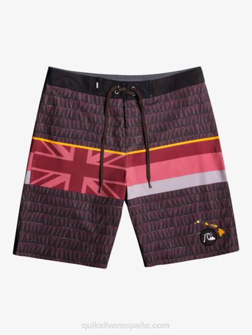 vino rubí shorts de baño surfsilk con rayas desteñidas 20 D6T4D1605 hombres Quiksilver