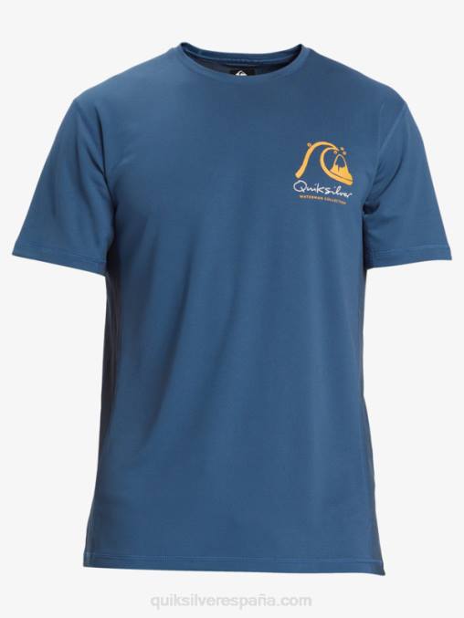 alférez azul camiseta de surf de manga corta waterman bamboo check 2 upf 50 D6T4D275 hombres Quiksilver