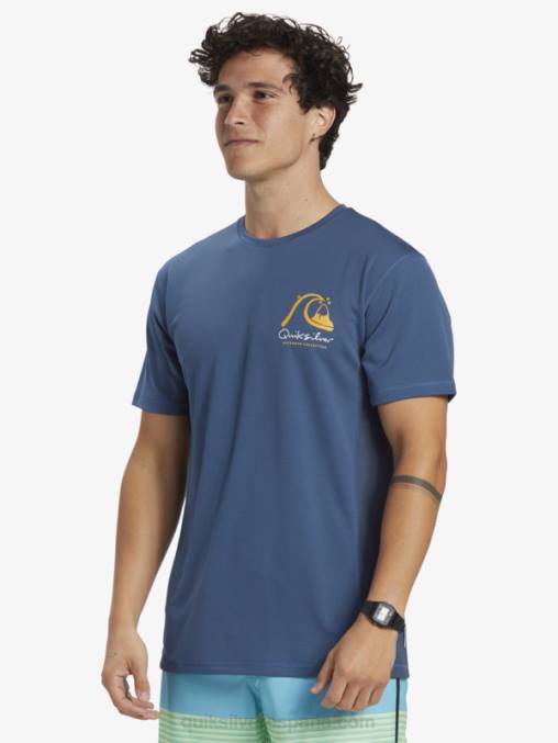 alférez azul camiseta de surf de manga corta waterman bamboo check 2 upf 50 D6T4D275 hombres Quiksilver