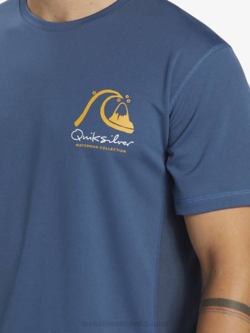 alférez azul camiseta de surf de manga corta waterman bamboo check 2 upf 50 D6T4D275 hombres Quiksilver
