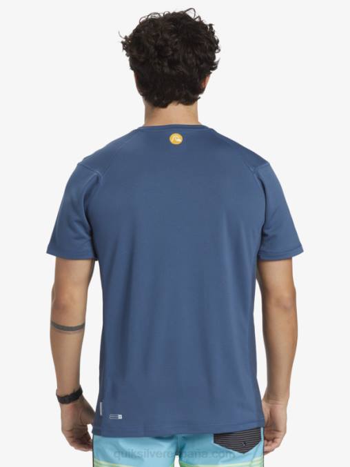 alférez azul camiseta de surf de manga corta waterman bamboo check 2 upf 50 D6T4D275 hombres Quiksilver