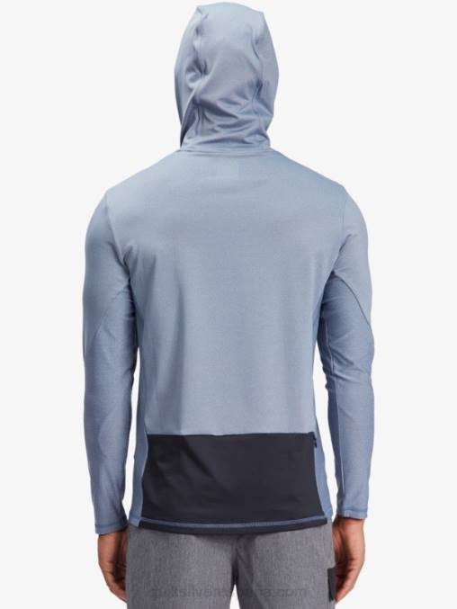 alférez azul camiseta de surf de manga larga con capucha upf 50 de pescador de waterman D6T4D1849 hombres Quiksilver